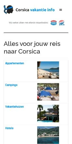 Vista previa del sitio Corsica Vakantie Info, medio de Países Bajos para artículos patrocinados