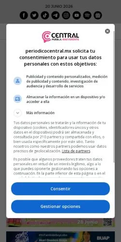 스폰서 기사용 멕시코 매체 Periódico Central 사이트 미리보기