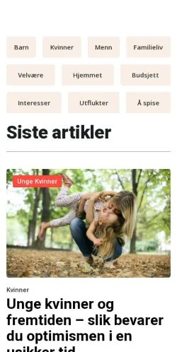 Anteprima del sito familieblogg.com, media di Norvegia per articoli sponsorizzati