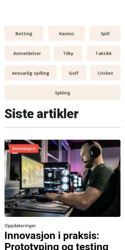 스폰서 기사용 노르웨이 매체 oddsanalytikeren.com 사이트 미리보기