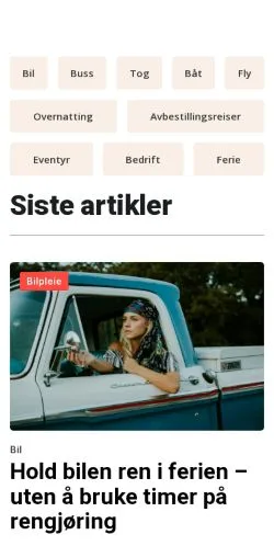 Podgląd witryny reisenett.com, medium z kraju Norwegia do artykułów sponsorowanych