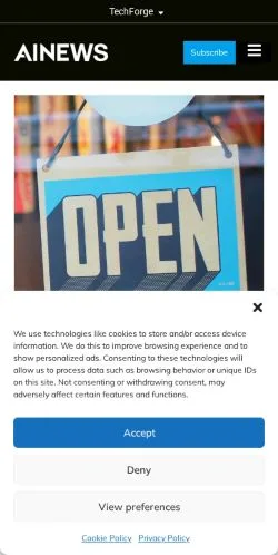 Sponsorlu makaleler için Amerika Birleşik Devletleri medyası Artificial Intelligence News sitesinin önizlemesi
