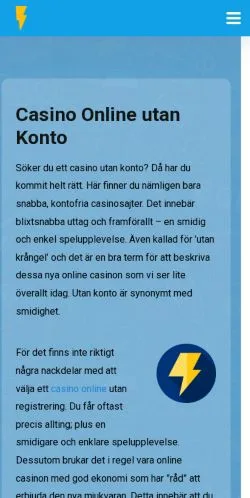 Anteprima del sito Casino Utan Konto, media di Svezia per articoli sponsorizzati