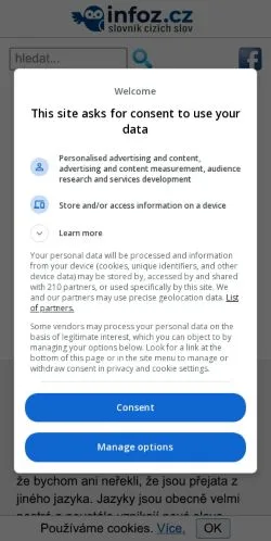 Podgląd witryny Slovník cizích slov online infoz.cz, medium z kraju Czechy do artykułów sponsorowanych