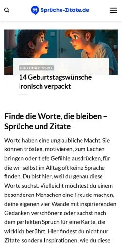 Anteprima del sito Sprüche Zitate, media di Germania per articoli sponsorizzati