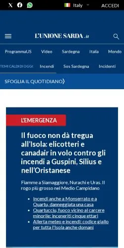 Anteprima del sito L'Unione Sarda.it, media di Italia per articoli sponsorizzati