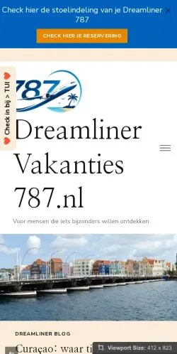 Podgląd witryny 787 Dreamliner Vakanties, medium z kraju Holandia do artykułów sponsorowanych