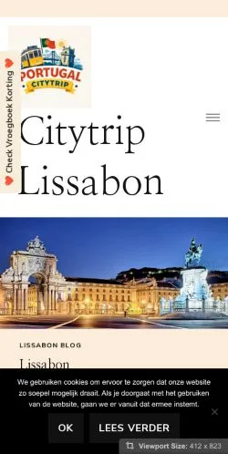 Pré-visualização do site Citytrip Lissabon, meio de Bélgica para artigos patrocinados