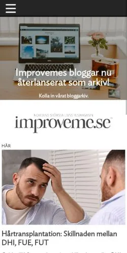 Sponsorlu makaleler için İsveç medyası Improveme sitesinin önizlemesi