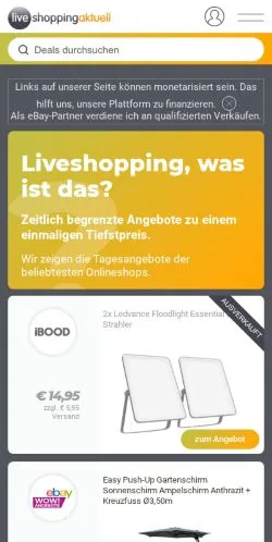 Anteprima del sito Liveshopping Aktuell, media di Germania per articoli sponsorizzati