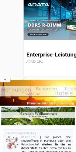 Anteprima del sito Hamburg DAS Stadtportal, media di Germania per articoli sponsorizzati