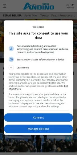 Anteprima del sito Sitio Andino, media di Argentina per articoli sponsorizzati