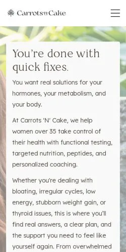 Pré-visualização do site Carrots 'N' Cake, meio de Estados Unidos para artigos patrocinados