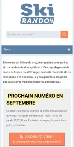 スポンサード記事向けのフランスメディア、Ski Rando Magazineのサイトプレビュー