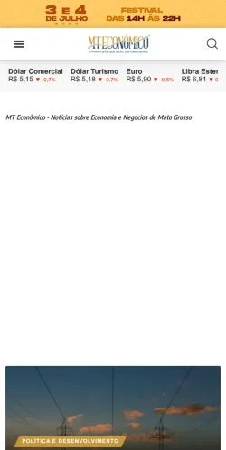 Anteprima del sito MT Econômico, media di Brasile per articoli sponsorizzati