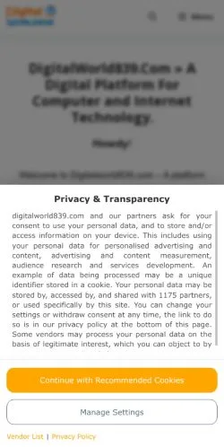 Podgląd witryny Digital World, medium z kraju Stany Zjednoczone do artykułów sponsorowanych