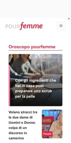 스폰서 기사용 이탈리아 매체 Oroscopo Pourfemme 사이트 미리보기