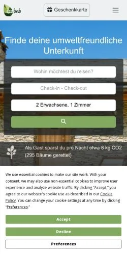 Forhåndsvisning af Ecobnb, medie fra Tyskland til sponsorerede artikler