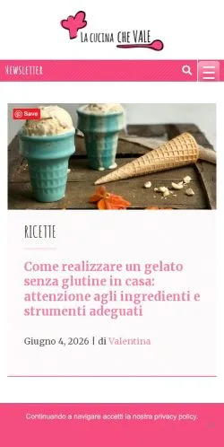 Anteprima del sito La Cucina che Vale, media di Italia per articoli sponsorizzati