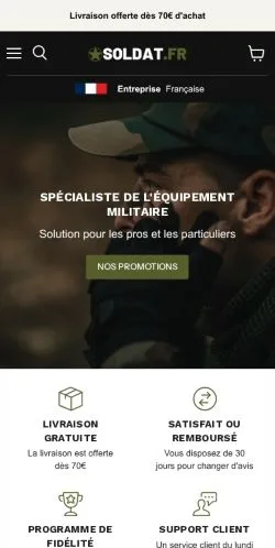 Podgląd witryny Soldat, medium z kraju Francja do artykułów sponsorowanych