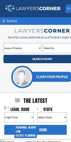 スポンサード記事向けのアメリカ合衆国メディア、Lawyers Cornerのサイトプレビュー