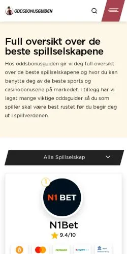 Anteprima del sito Oddsbonusguiden, media di Norvegia per articoli sponsorizzati