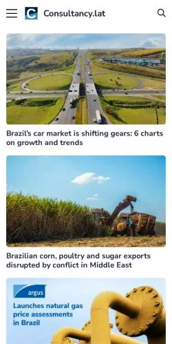 Pré-visualização do site Consultancy Latin America, meio de Estados Unidos para artigos patrocinados