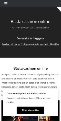 Anteprima del sito Bästacasinononline, media di Svezia per articoli sponsorizzati