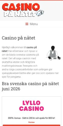 Podgląd witryny Casino på nätet, medium z kraju Szwecja do artykułów sponsorowanych
