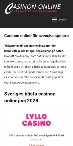 Anteprima del sito Casinon Online, media di Svezia per articoli sponsorizzati