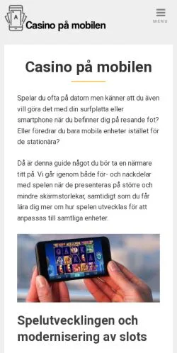 Anteprima del sito Casinopåmobilen, media di Svezia per articoli sponsorizzati