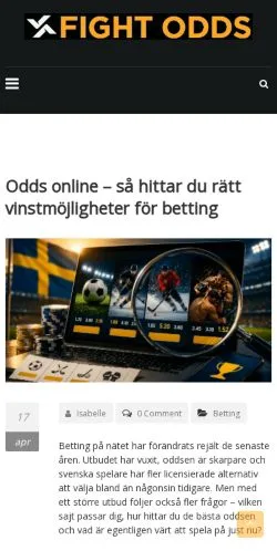 Anteprima del sito Fightodds, media di Svezia per articoli sponsorizzati