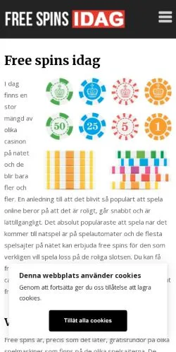 Podgląd witryny Free Spins Idag, medium z kraju Szwecja do artykułów sponsorowanych
