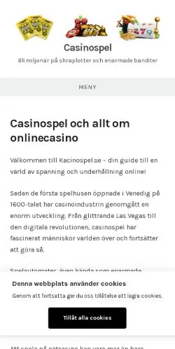 Anteprima del sito Casinospel, media di Svezia per articoli sponsorizzati