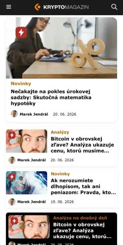Anteprima del sito Kryptomagazín, media di Slovacchia per articoli sponsorizzati