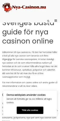Podgląd witryny Nya Casinon Sverige, medium z kraju Szwecja do artykułów sponsorowanych