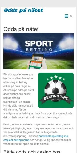Anteprima del sito Oddspånätet, media di Svezia per articoli sponsorizzati