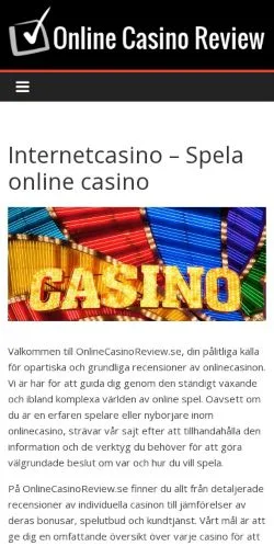 Podgląd witryny Online Casino Review, medium z kraju Szwecja do artykułów sponsorowanych