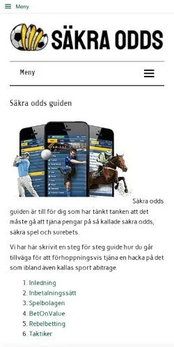 Sponsorlu makaleler için İsveç medyası Säkra Odds sitesinin önizlemesi