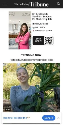 Podgląd witryny Healdsburg Tribune, medium z kraju Stany Zjednoczone do artykułów sponsorowanych