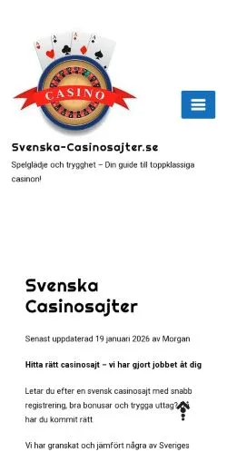 스폰서 기사용 스웨덴 매체 Svenska Casinosajter 사이트 미리보기
