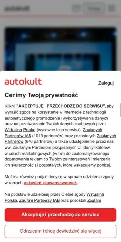 Anteprima del sito Autokult, media di Polonia per articoli sponsorizzati