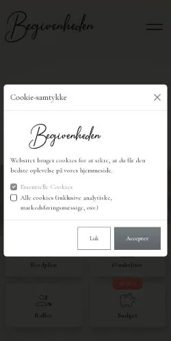 Pré-visualização do site Perfekt Bryllupsplanlægning, meio de Dinamarca para artigos patrocinados