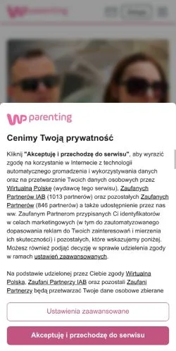 Preview of the WP Parenting website, a media outlet in Poland for sponsored articles