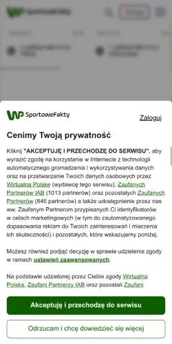 Anteprima del sito WP SportoweFakty, media di Polonia per articoli sponsorizzati