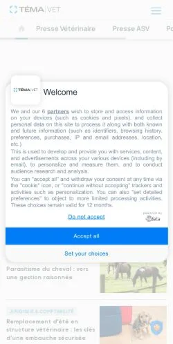 スポンサード記事向けのフランスメディア、TÉMAvetのサイトプレビュー