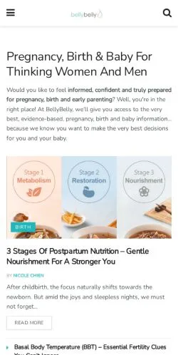 Anteprima del sito BellyBelly, media di Australia per articoli sponsorizzati