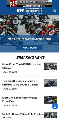 スポンサード記事向けのアメリカ合衆国メディア、Roadracing Worldのサイトプレビュー