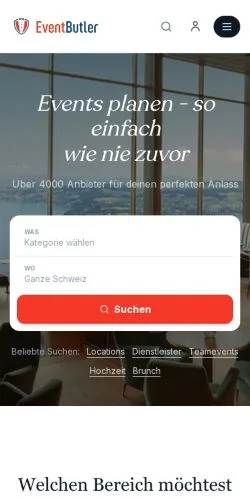 Anteprima del sito eventbutler, media di Svizzera per articoli sponsorizzati