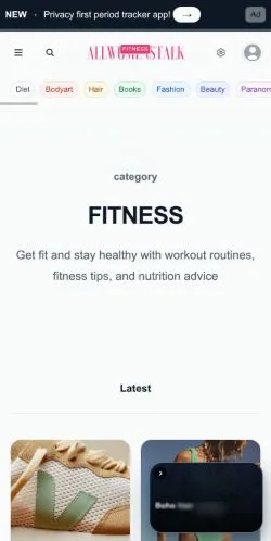 스폰서 기사용 미국 매체 Allwomenstalk Fitness 사이트 미리보기